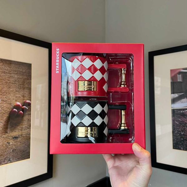 

2022 starbucks cup valentine's day king and queen chessboard mug to mug water cup 355ml