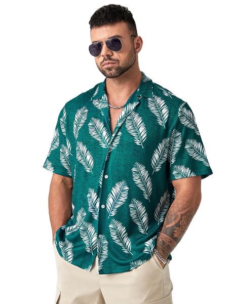 

extended sizes men tropical print shirt 98my#, White;black