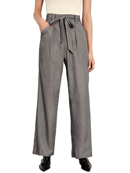 

slant pocket belted tailored pants 68em#, White;black