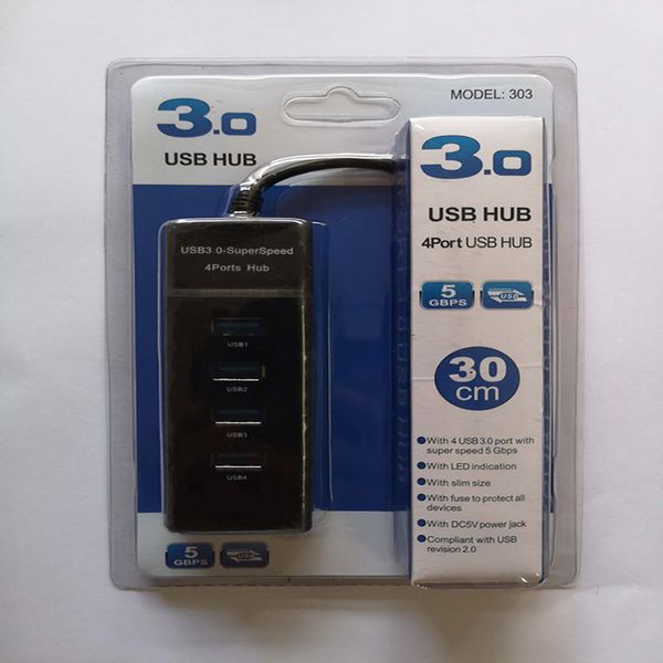 Schwarzer 4-in-1-USB-3.0-HUB-Splitter für PS4/PS4 Slim Xbox High-Speed-Adapter mit Einzelhandelsverpackungen von hoher Qualität