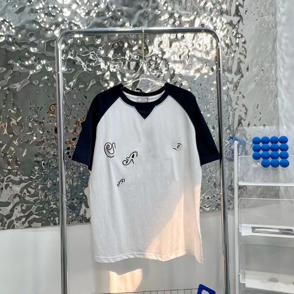 

women's t-shirt designer summer new dr raglan spell sleeve couple embroidered letters co branded short fashion loose round neck t-shirt, White