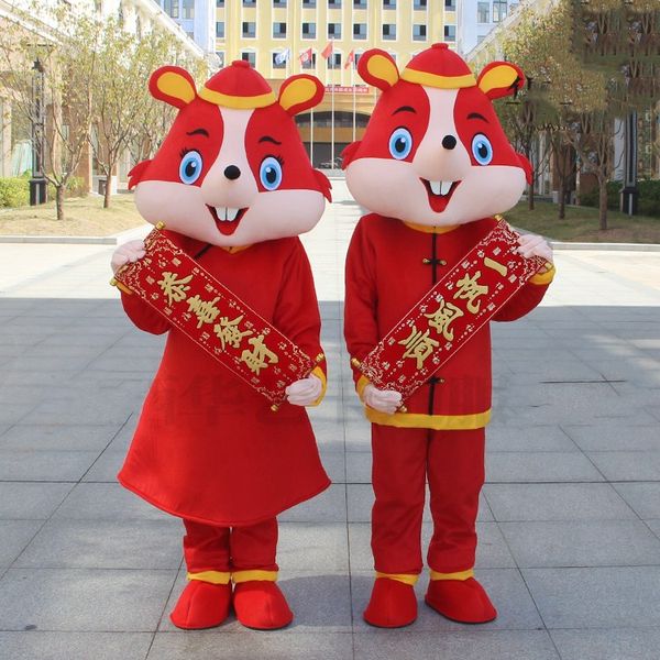 Costume da bambola mascotte 2020 Costume da mascotte del mouse del capodanno cinese Costume da mascotte del personaggio dei cartoni animati Vestito da spettacolo pubblicitario Dio della ricchezza