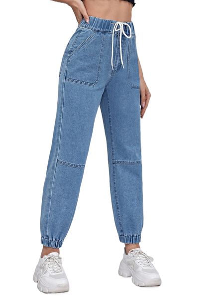 

pocket patched jogger jeans i38u#, Blue