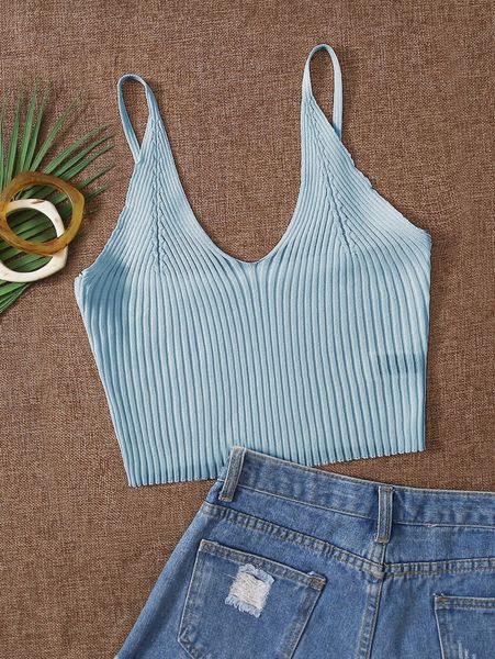 

solid ribbed knit cami 20cq#, White;black