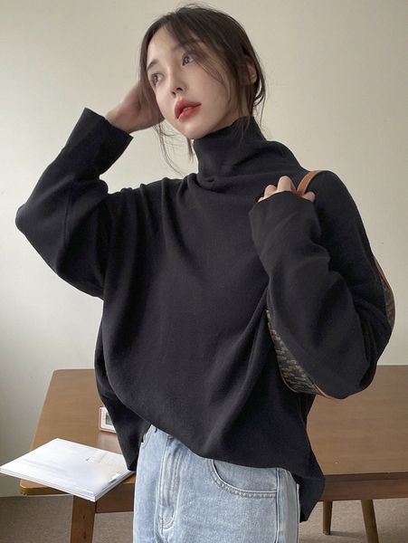 

dazy high neck batwing sleeve oversized sweater h5mx#, White;black