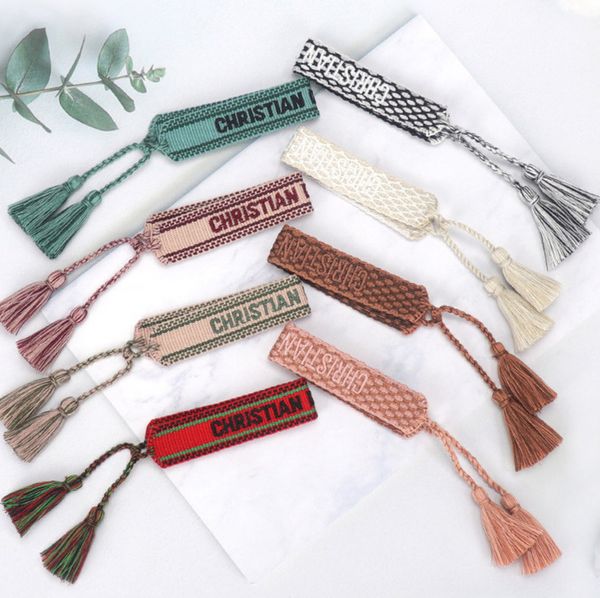 

classic brand fashion bracelets chains jewelry bangles handmade embroidered link woven tassel adjustable women men lover gift chain bangle o, Black