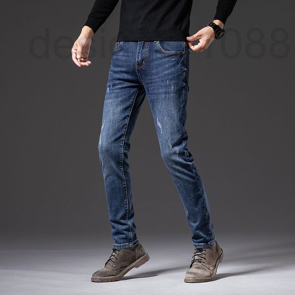 

men's jeans designer summer new jeans men's high-end fashion brand elastic slim fit casual leggings u3q6, Blue