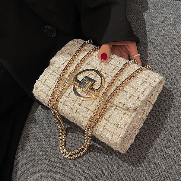 

contrast color flap armpit bag winter highquality woolen womens designer handbag chain shoulder messenger bag s 220725