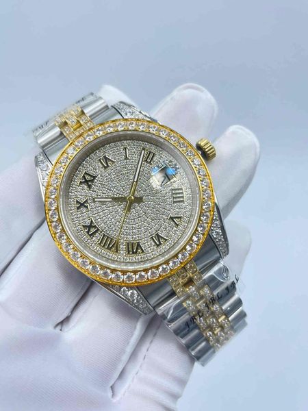 

41mm men's watch 2813 movement automatic wristwatches mens mechanical wristwatch diamond iced out stainless steel wristwatches watches, Slivery;brown