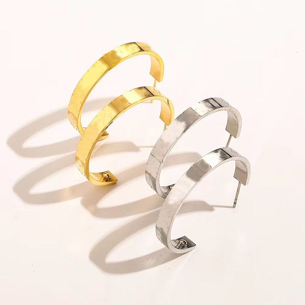 

18k gold-plated earrings 925 silver hoop women's geometric charm love earring luxury designer earrings fashion brand jewelry, Golden;silver