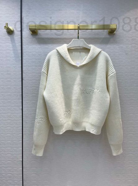 

women's sweaters designer 22 early spring women's new sweet girl shawl collar hollowed out embroidery loose knit coat solid color, White;black