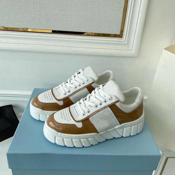 

designers women platform thick-soled platform sneakers white black serrated rubber foam outsole men leather lace-up sports casual shoes with