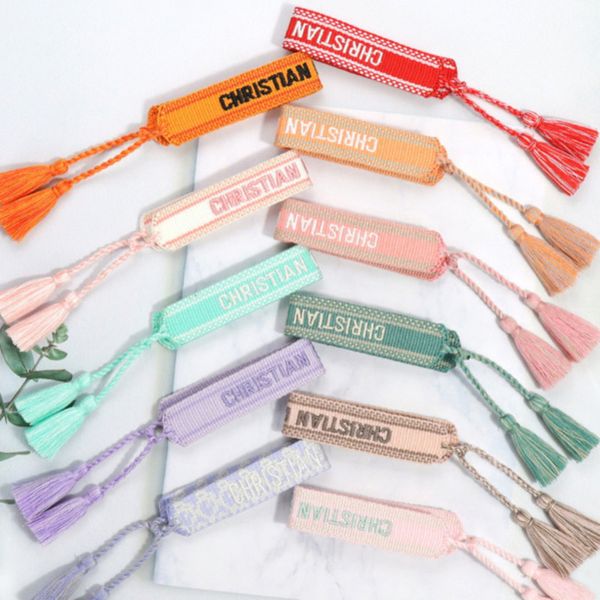 

fashion brand bracelet adjustable woven friendship luxury bangles for women men designers vintage braided embroidery tassel bracelets jewelr, Golden;silver