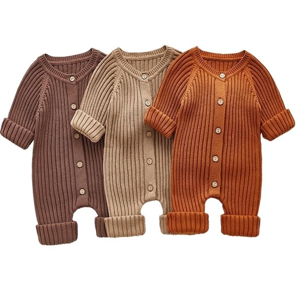 

autumn baby romper knitted born girls boys jumpsuit outfit solid toddler children clothing long sleeve 220802, Blue