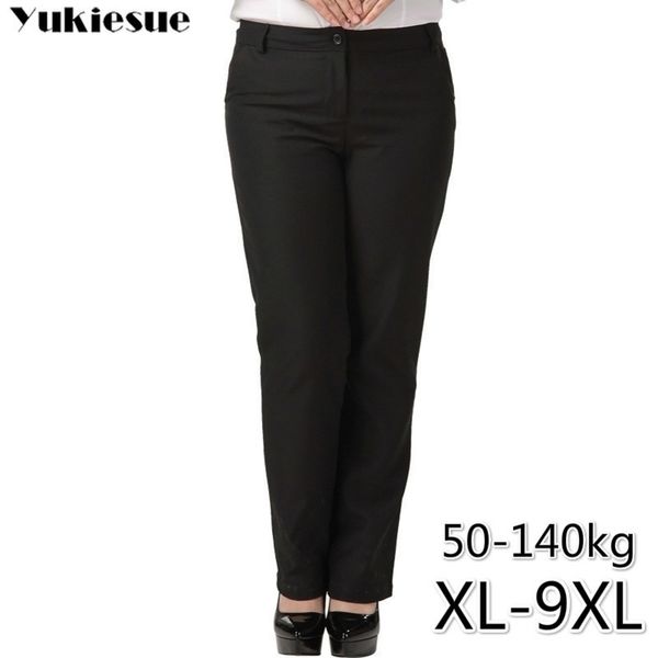 

ol office womens pants for women pantalon femme streetwear with high waist formal suit pants plus size 9xl female trousers y200418, Black;white