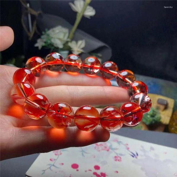 Fili di perline bellissimi perle rotonde in cristallo rosso bracciale per donne che allungano il fascino 22