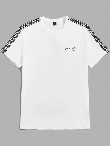 

men letter graphic contrast tape tee a9mw#, White;black