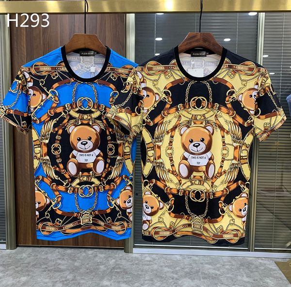 

plein bear t shirt mens designer tshirts teddy bear knitted t-shirt classical hip hop streetwear tshirt casual tees pb 80520, White;black