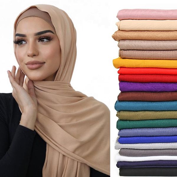 Abbigliamento etnico Sciarpa in jersey Hijab in cotone modale premium Assorbe morbido il sudore Turbante Foulard Fascia islamica Turbanti musulmani Testa per le donne Ab