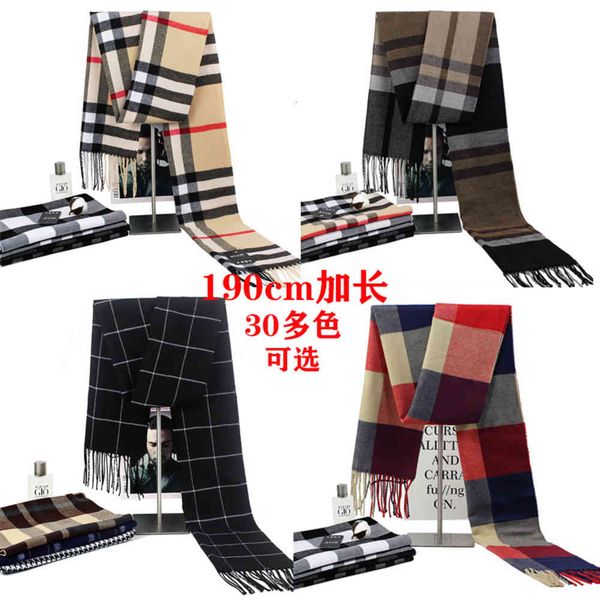 

2021 winter scarf korean imitation cashmere warm men's plaid scarf, Blue;gray