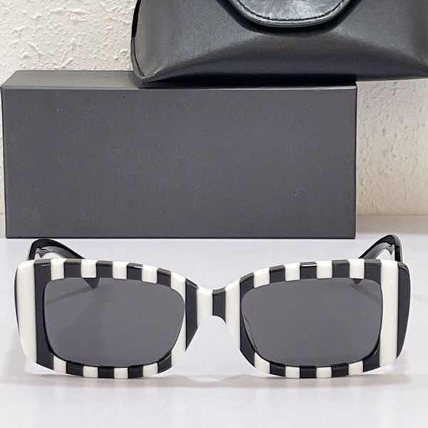 Sonnenbrille 4108 Schwarz-weiß gestreifter Rahmen Mode Persönlichkeit Trend Damen Sonnenbrille Fahren Sommer Strandurlaub UV-Schutz Top-Qualität mit Box