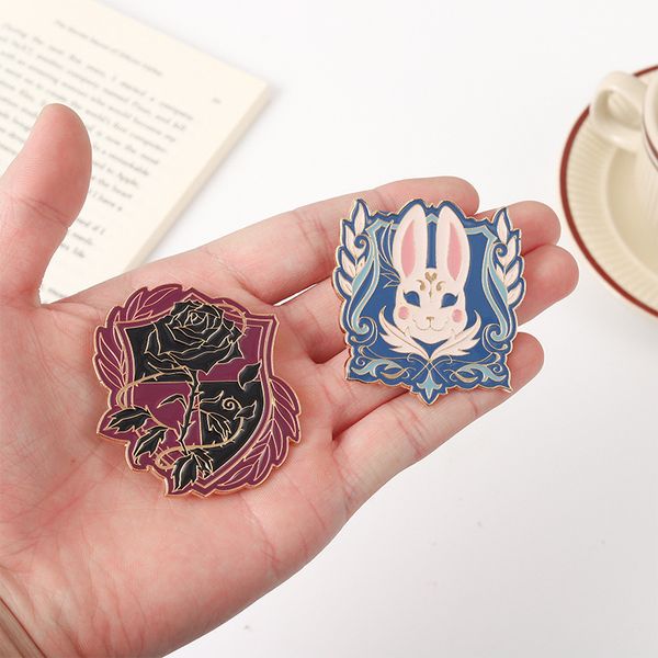 

mysterious rabbit religious sect medal colorful brooch lapel enamel brooch badge jewelry, Gray