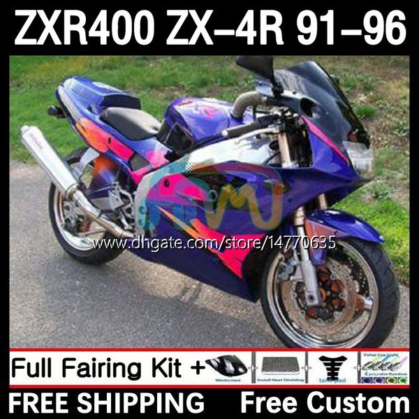 ABS BODYS KIT для Kawasaki Ninja ZX4R ZXR 400 CC 400CC 1991 1992 1993 1994 1995 1996 Cowling 12dh.49 ZXR-400 Bodywork ZX 4R ZXR400 91 92 93 94 95 96 Fairing Purple Pink