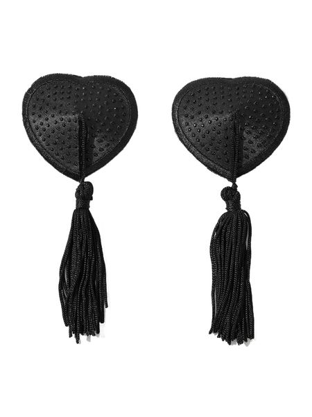 

heart-shaped tassel hem nipple cover v932#, Black;red