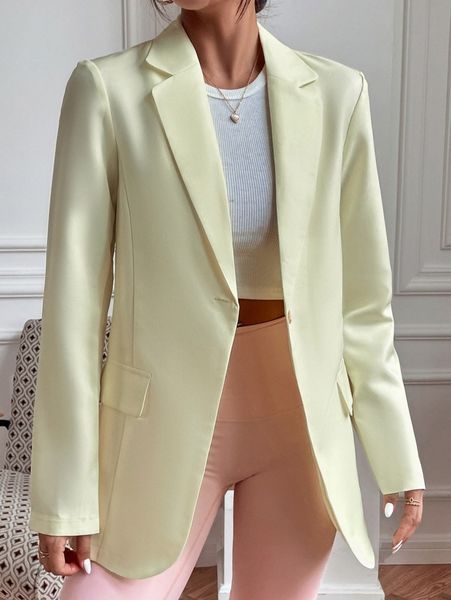 

lapel neck single button blazer 90xs#, White