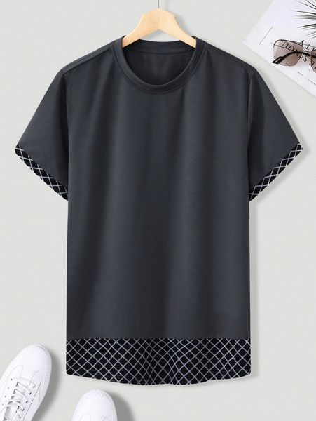 

men random plaid print tee w6dd#, White;black