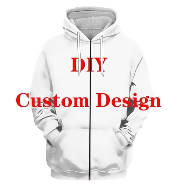 3D Druck Anime DIY Custom Design Männer Zipper Hoodies Frauen Zip Mantel Langarm Strickjacke Casual Mit Kapuze Lieferanten Für Drop verlader 220708