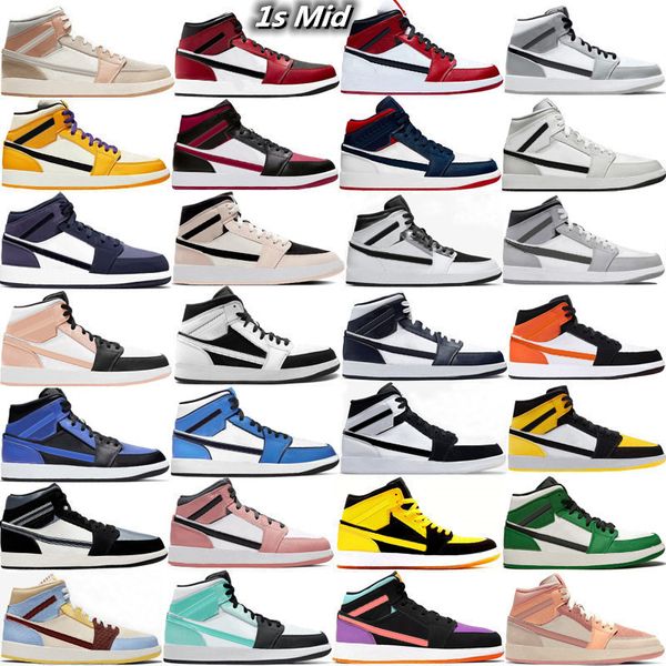

basketball shoes 1s man woman mens sneakers mid 1 light smoke grey chicago pink quartz obsidian turf orange sanded purple grey camo signal b