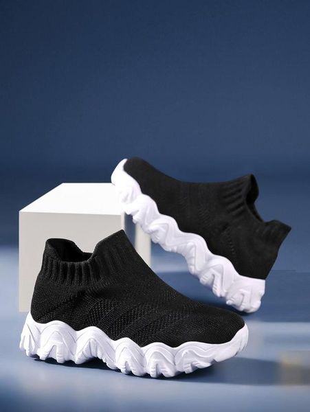 

boys minimalist sock sneakers she, Black
