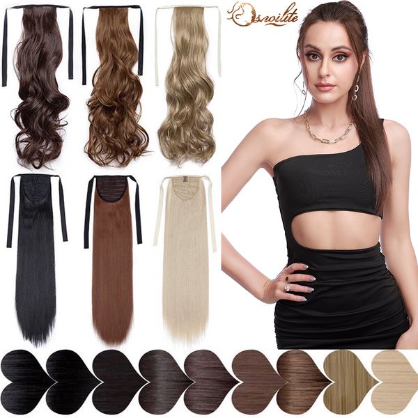 

costume accessories synthetic 18&quot wavy drawstring clip in straps ponytail hair extension fake tail hair hairpiece ponytail for women, Silver