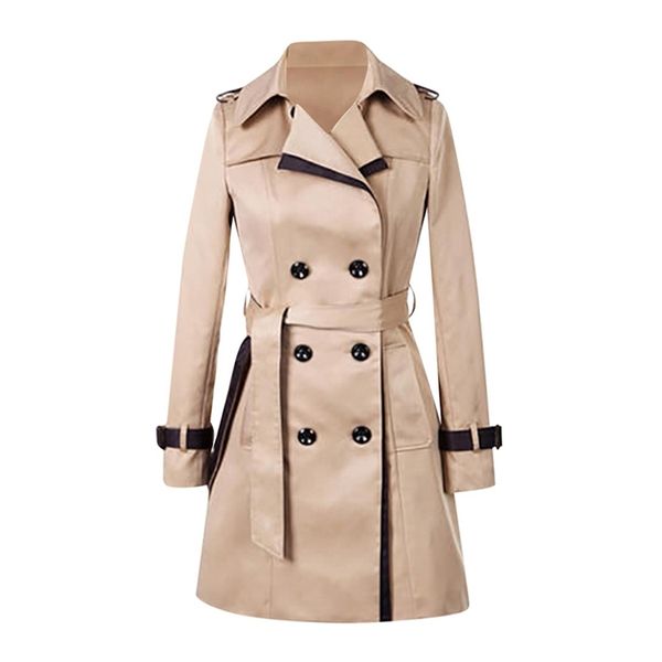 

spring autumn trench coats women slim double breasted ladies trench coat long women windbreakers large size overcoat femmino 220804, Tan;black