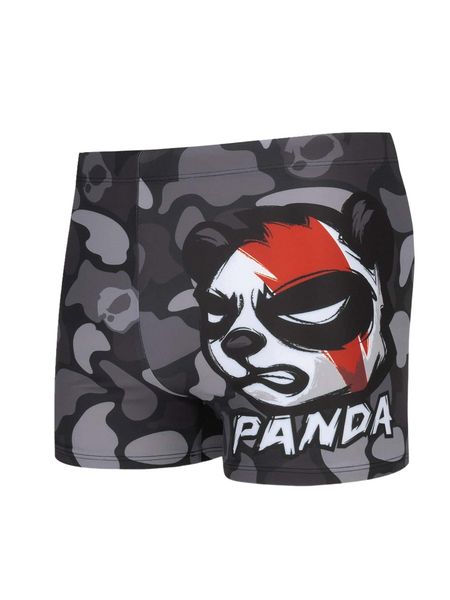 

men cartoon & letter graphic square leg swim trunks 28ob#