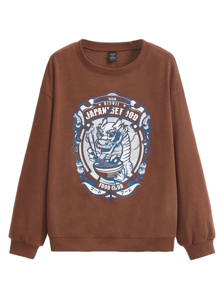 

x ilustrata letter & dragon graphic drop shoulder sweatshirt u3uu#, Black