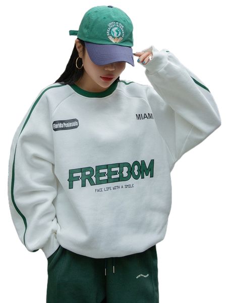 

dazy slogan graphic raglan sleeve tape panel thermal lined sweatshirt d9i8#, Black