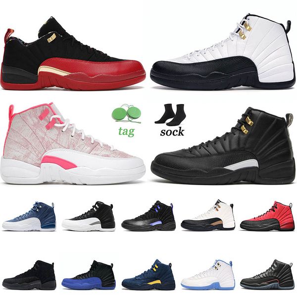 

mens designer sneakers 12 12s basketball shoes university gold playoffs dark concor ov black low easter ice cream size 36-47 womens jumpman, White;red