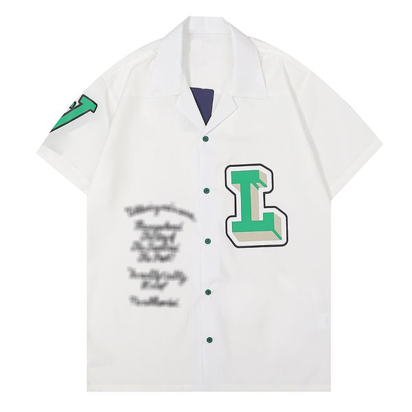 

men casual shirts fashion bowling hawaii style designer 3d floral letter print summer beach short sleeve shirts, White;black