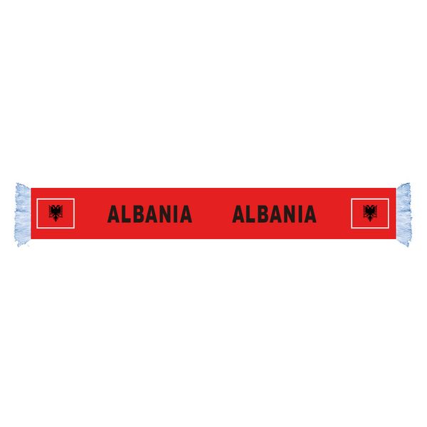 

albania factory supply good price polyester satin flag scarf country nation football games fans scarf also can be customized
