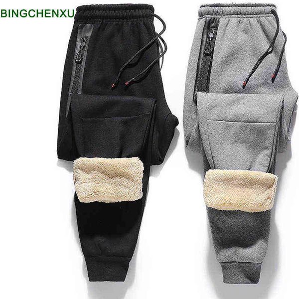 

men jeans lamb wool sweatpants fall winter pants joggers sweatpants men casual thickened wool comfortable warm trousers man new 221223, Black