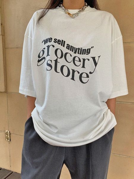 

dazy slogan graphic drop shoulder tee j4vm#, White