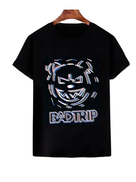 

men cartoon & letter graphic tee t5zw#, White;black