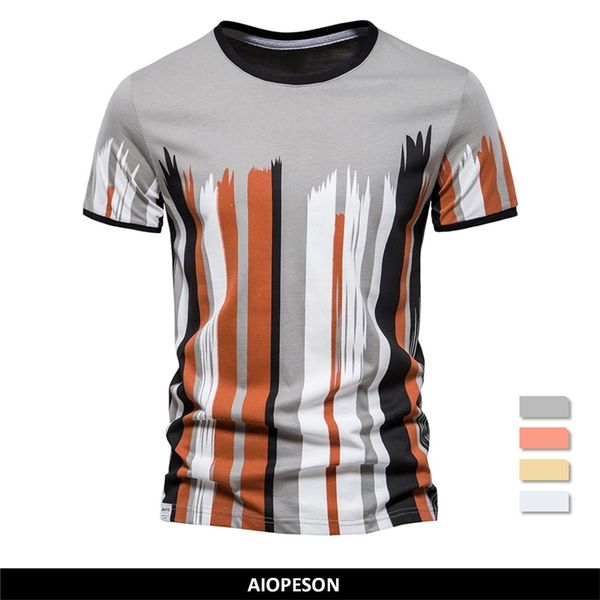 

aiopeson printed cotton t shirt for men short sleeve fashion o-neck streetwear mens t-shirts summer casual tee men clothing 220509, White;black