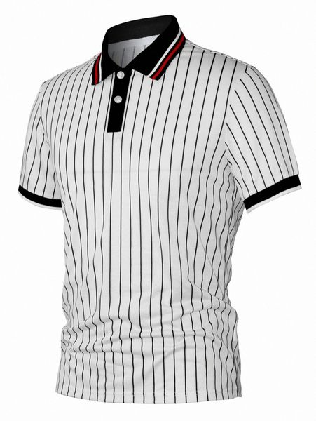 

men pinstriped contrast trim polo shirt t4qn#, White;black