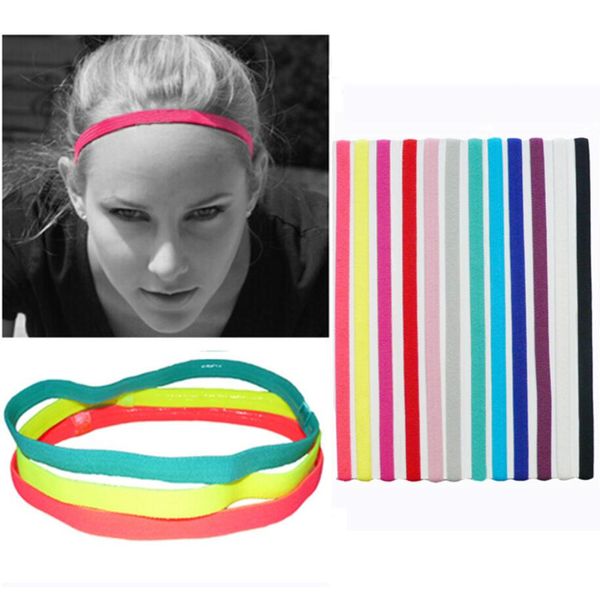 

candy color sport hair bands headband women men anti-slip yoga fitness sweatband elastic rubber band girl football running hair accessories