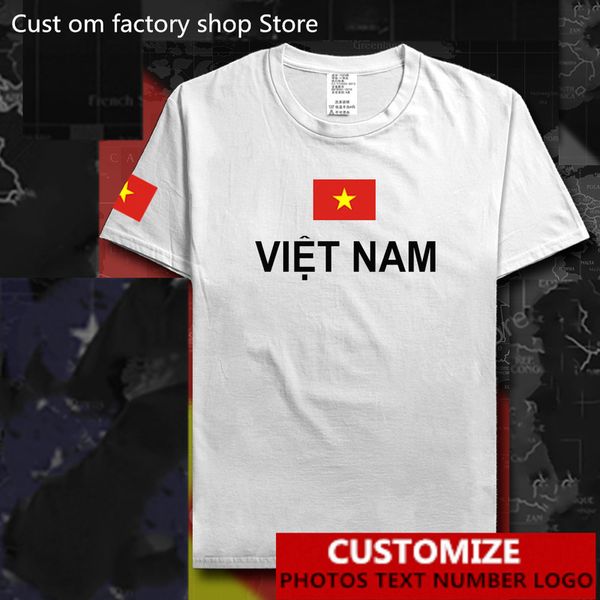 Vietnam Country Flag T Shirt Ücretsiz Özel Jersey DIY adı 100 pamuk tişörtleri erkekler kadınlar üst hip hop gündelik tişört 220616