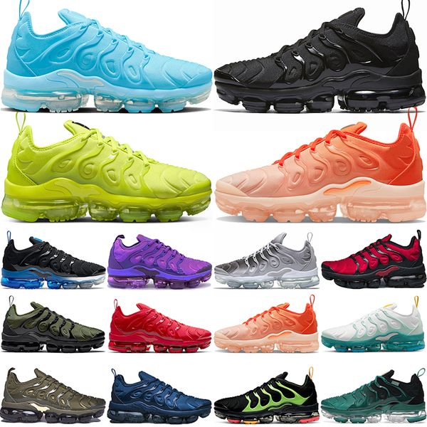 

tns tn plus running shoes mens trainers tennis ball university blue triple black usa cherry hyper violet orange gradients men women outdoor, White;red