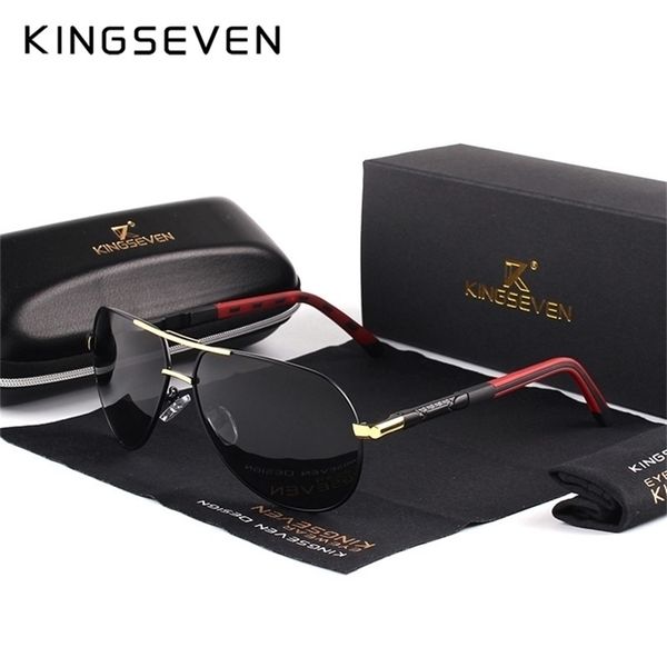 

kingseven men vintage aluminum polarized sunglasses classic brand sun glasses coating lens driving eyewear for menwomen 220617, White;black